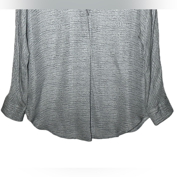 Vince Silk Gray Cable Knit Patterned Off-Shoulder Pullover Blouse with V-Neck, M - Picture 7 of 12